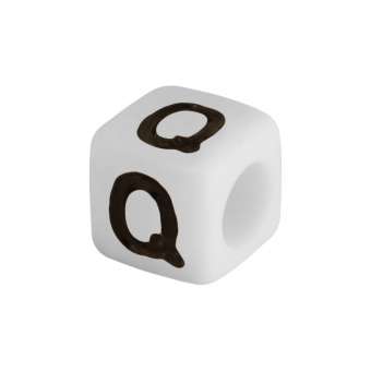 Buchstabenperle "Q", weiss Buchstabenperle "Q"