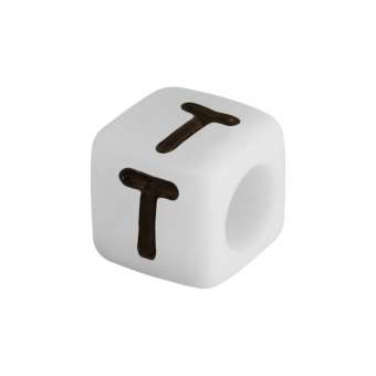 Buchstabenperle "T", weiss Buchstabenperle "T"
