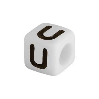 Buchstabenperle "U", weiss Buchstabenperle "U"