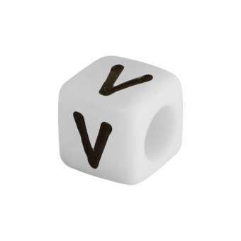 Buchstabenperle "V", weiss Buchstabenperle "V"