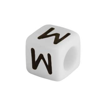 Buchstabenperle "W", weiss Buchstabenperle "W"