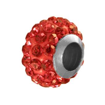 Großlochperle mit ca. 70 Strass-Steinen, 11mm, rot rot