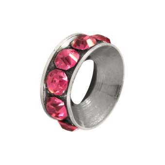 Spacer mit Strass, 10mm, rund, rosa (silberfarben) rosa (silberfarben)