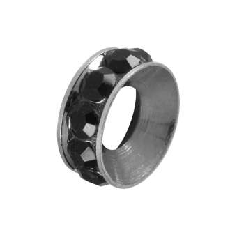 Spacer mit Strass, 10mm, rund, schwarz (silberfarben) schwarz (silberfarben)