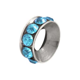 Spacer mit Strass, 10mm, rund, hellblau (silberfarben) hellblau (silberfarben)