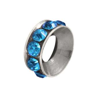 Spacer mit Strass, 10mm, rund, dunkeltürkis (silberfarben) dunkeltürkis (silberfarben)