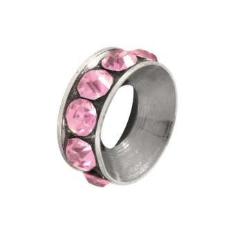Spacer mit Strass, 10mm, rund, hellrosa (silberfarben) hellrosa (silberfarben)