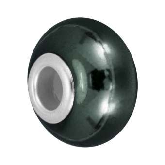 Keramik Großlochperle, 16X11mm, dunkelgrün dunkelgrün