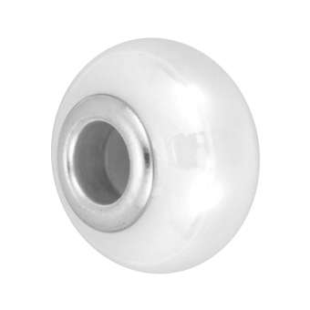 Keramik Großlochperle, 16X11mm, weiß weiß