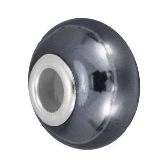 Keramik Großlochperle, 16X11mm, dunkelgrau dunkelgrau
