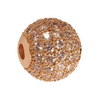 Juwelierperle, 10mm, rund, transparent/ roségoldfarben 10mm roségoldfarben