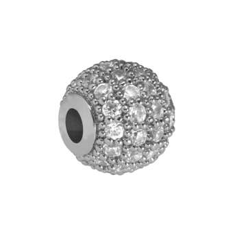 Juwelierperle, 8mm, rund, transparent/ silberfarben 8mm silberfarben