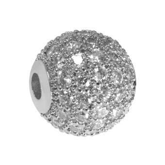 Juwelierperle, 10mm, rund, transparent/ silberfarben 10mm silberfarben