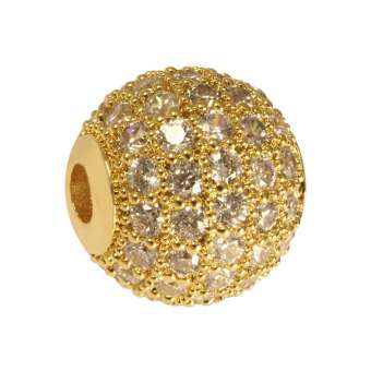 Juwelierperle, 10mm, rund, transparent/ goldfarben 10mm goldfarben