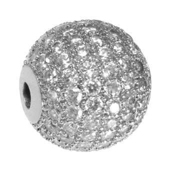 Juwelierperle, 12mm, rund, transparent/ silberfarben 12mm silberfarben