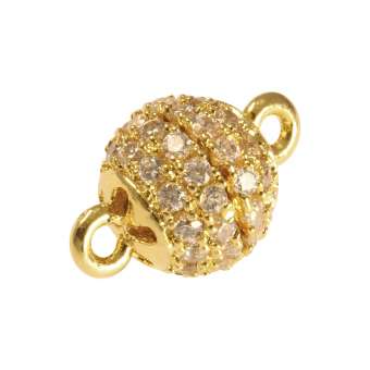 Juwelier Kugelverschluss mit Strass, 8mm, Metall, goldfarben 8mm goldfarben