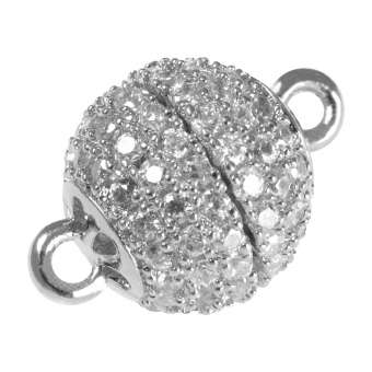 Juwelier Kugelverschluss mit Strass, 12 mm, Metall, silberfarben 12mm silberfarben