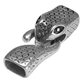 Edelstahl Verschluss Set mit Schlangenmotiv, 45 mm, Loch-Ø 11 X 7 mm, silberfarben 