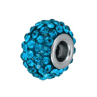 Großlochperle mit 90 Strass-Steinen, 12 mm, safirtürkis 