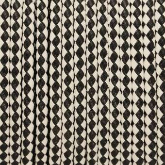 Geflochtenes Kunstlederband, 100cm, 5mm breit, schwarz-weiß schwarz-weiß