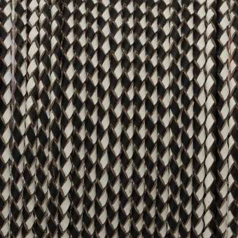 Geflochtenes Lederband (50cm), 3mm breit, schwarz-weiß schwarz-weiß